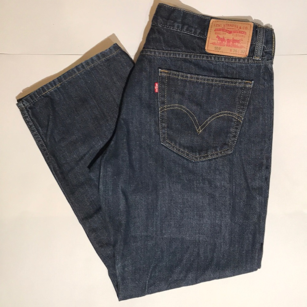 Levis 559 Relaxed Straight Dark Wash Jeans 36x30